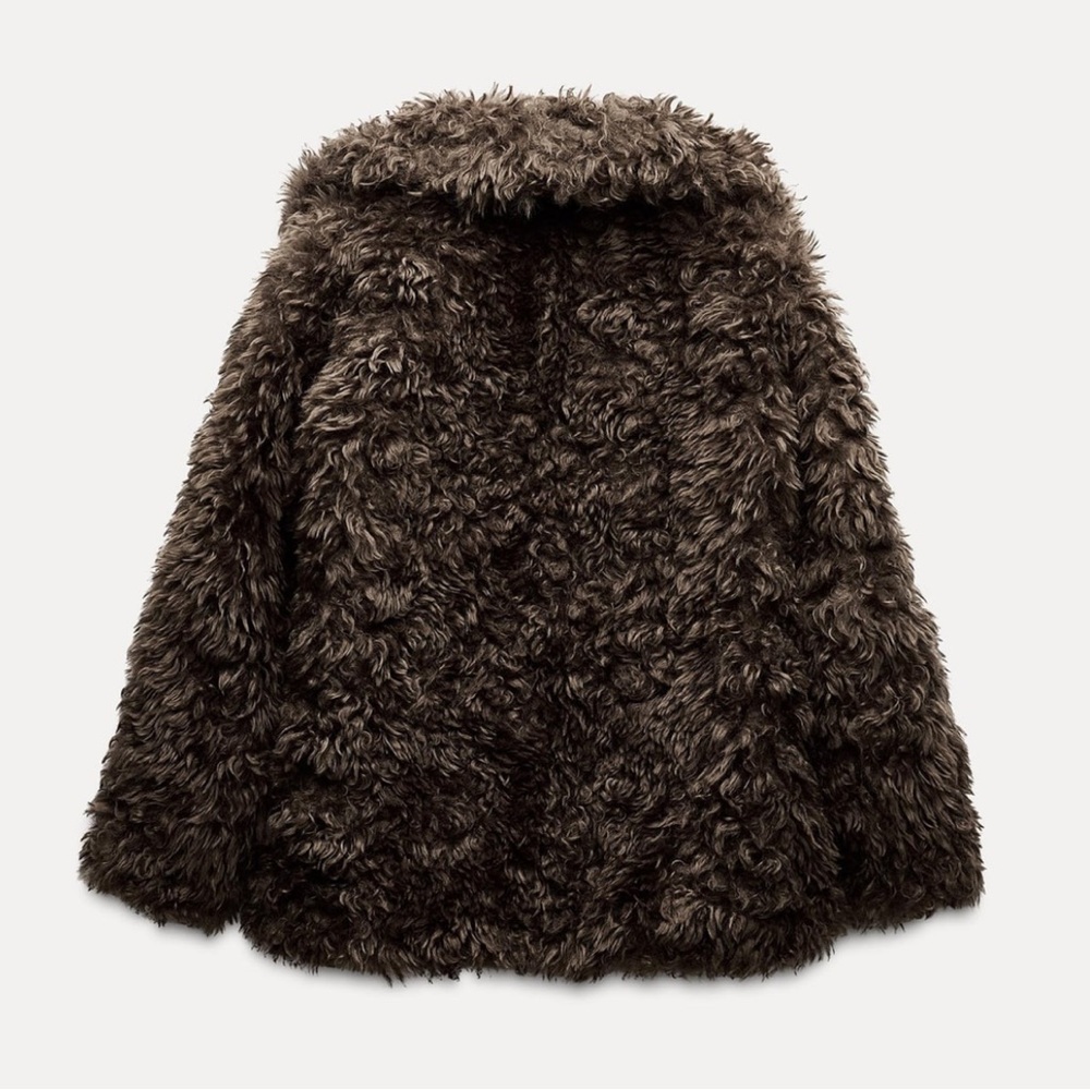 New ZARA ZW Collection Faux Fur Short Coat - Picture 10 of 16